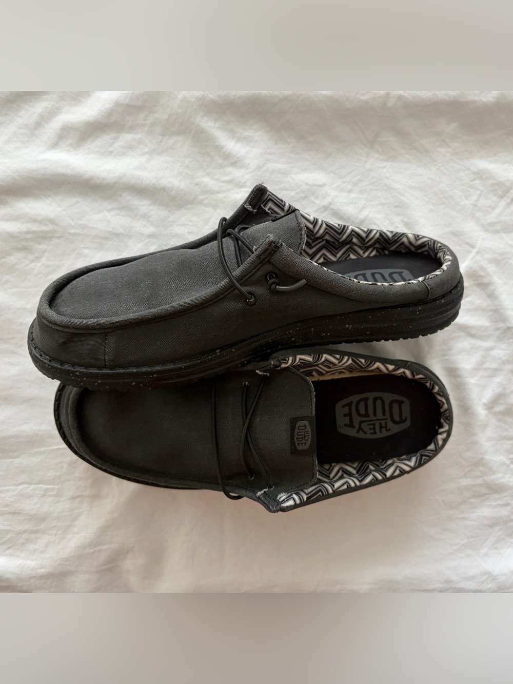 Hey Dude NWOT Black Slip-On Canvas Mule Loafers Men’s Sz 10 Super Comfy!
